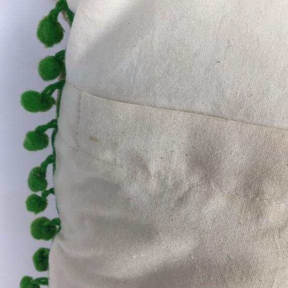 Tropical bright embroidered seahorse pillow covers/burlap with Pom fring-2pc set - Picture 8 of 16